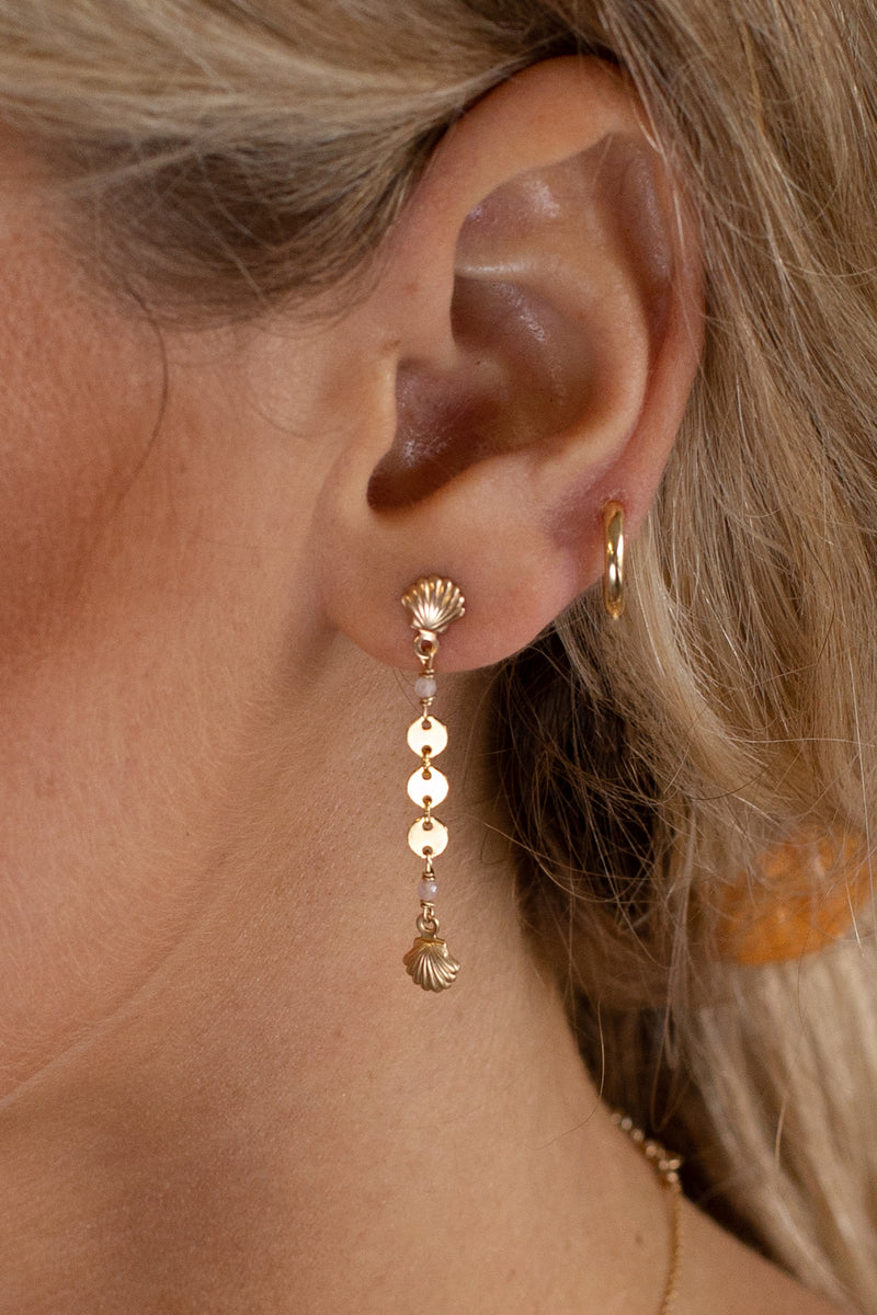 Tiny Shell Disc Drop Earring - Gold Fill