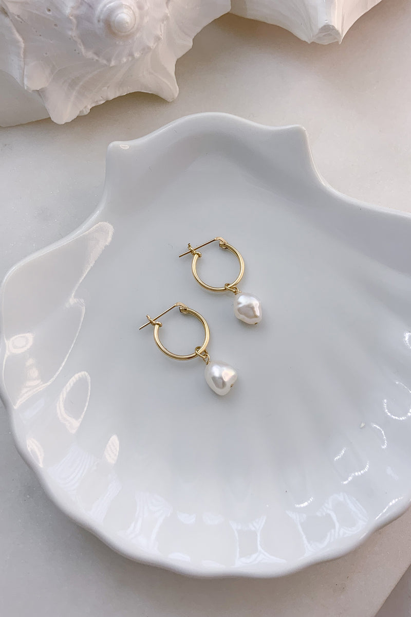 Pearl Hoops - Gold Fill