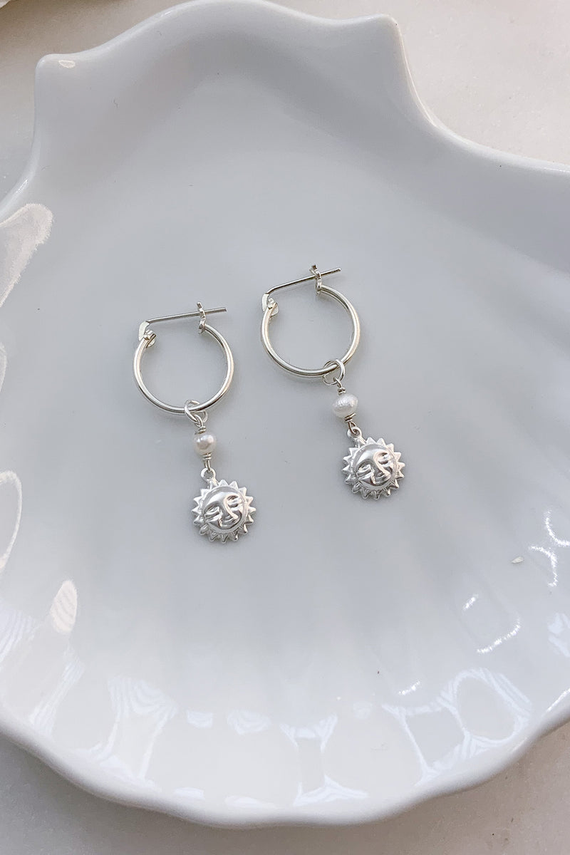 Sun Pearl Hoops Sterling Silver