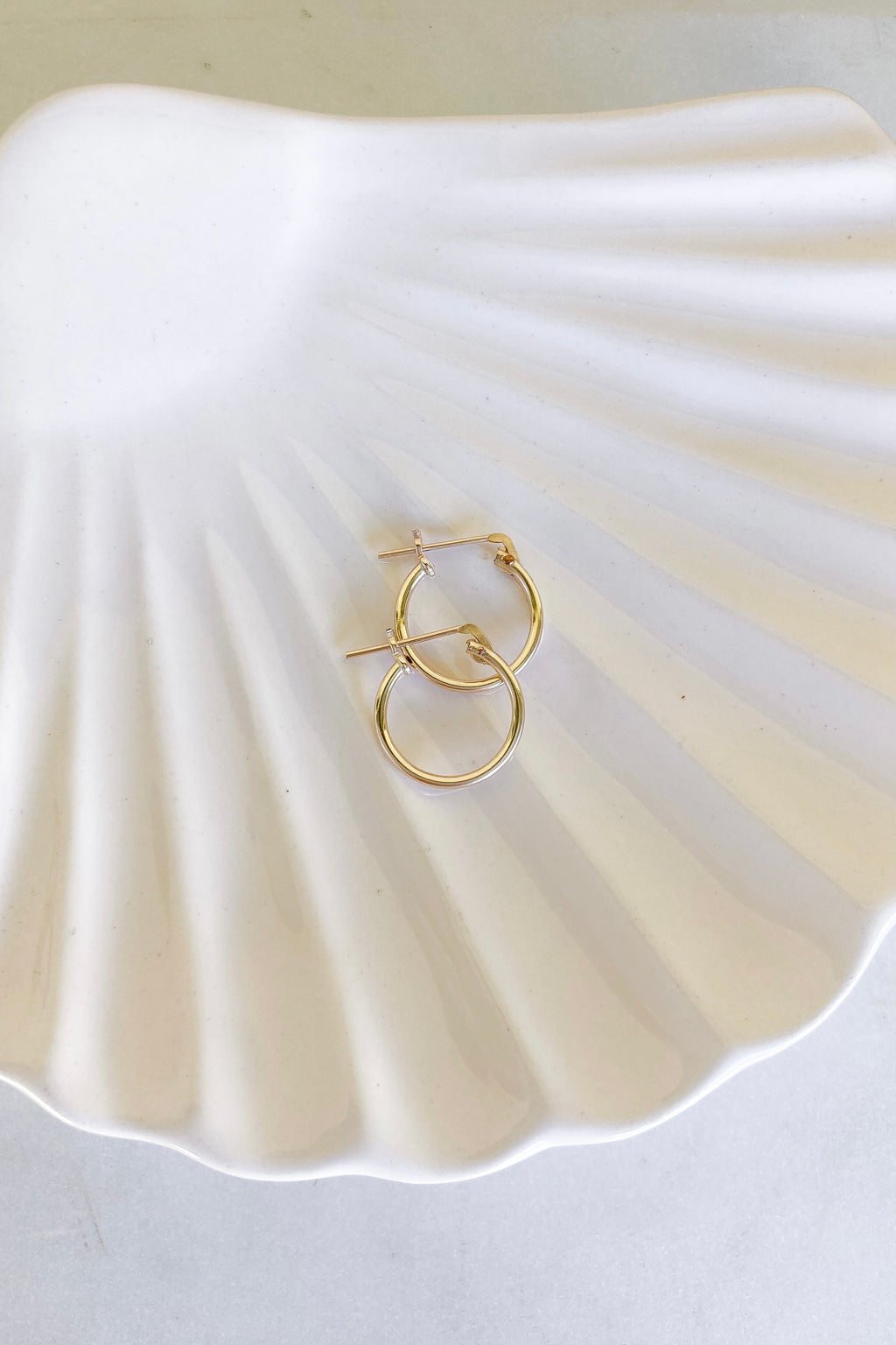 14mm Thin Click Hoops - Gold Fill