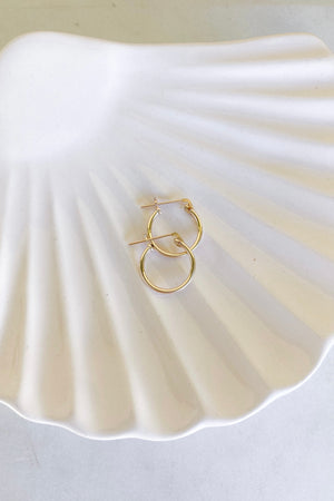 14mm Thin Click Hoops - Gold Fill