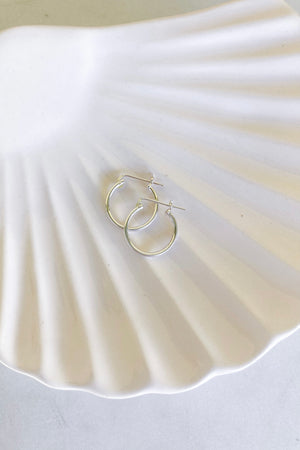 14mm Thin Click Hoops - Sterling Silver