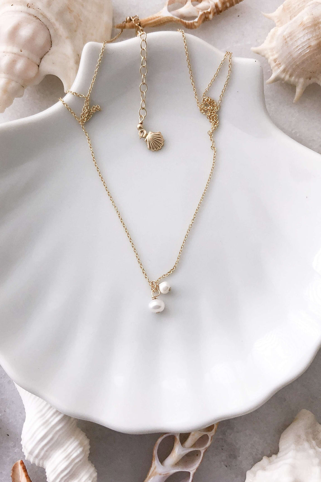 Gold Fill Two Pearl Necklace, Necklace with  by Lunarsea Designs