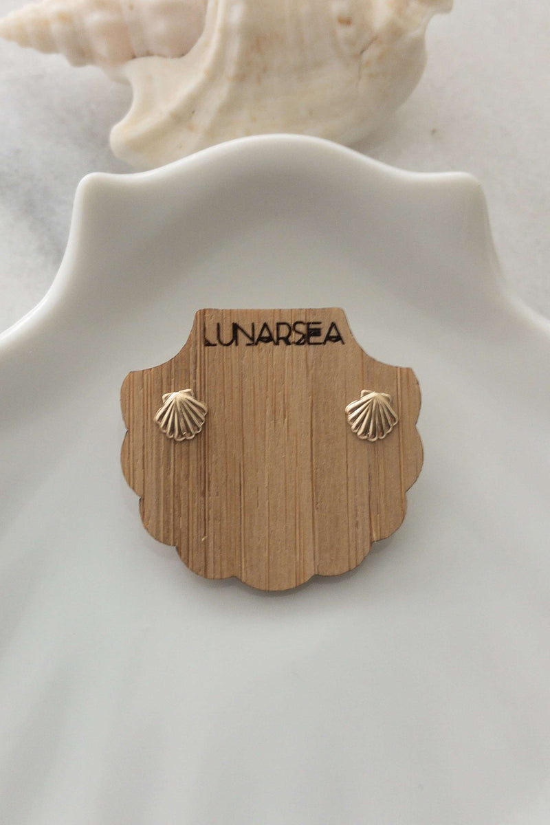 Gold Fill Scallop Studs, Earring with  by Lunarsea Designs