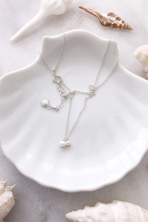 Two Pearl Necklace - Silver, Necklace with  by Lunarsea Designs