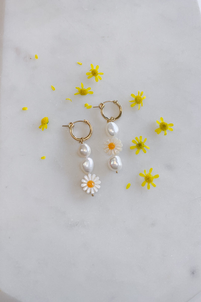 Daisy and Pearl Hoop Gold Fill