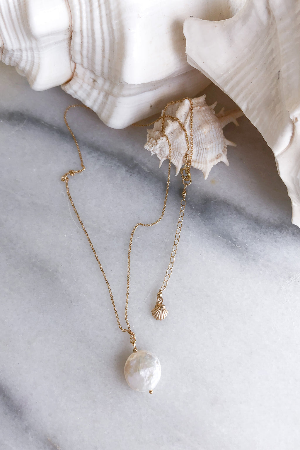 round pearl necklace gold fill 