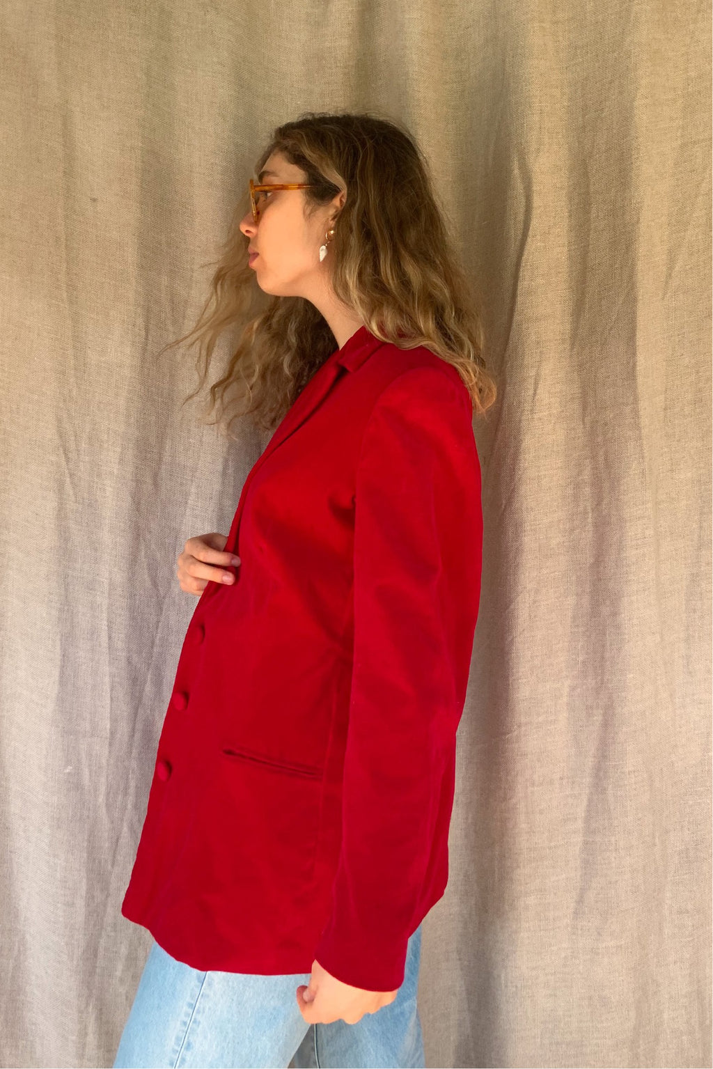 Cherry Red Velvet Jacket