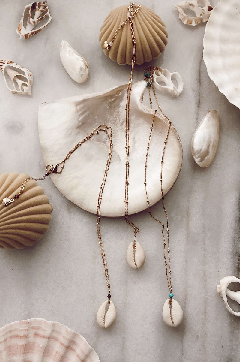 Gold Fill Cowrie Satellite Necklace, Necklace with  by Lunarsea Designs