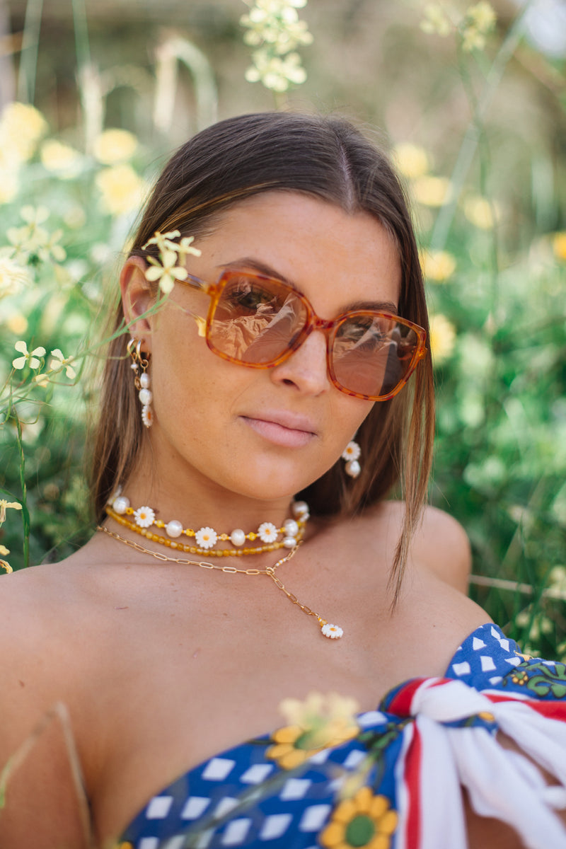 Yellow Agate and Pearl Choker Gold Fill