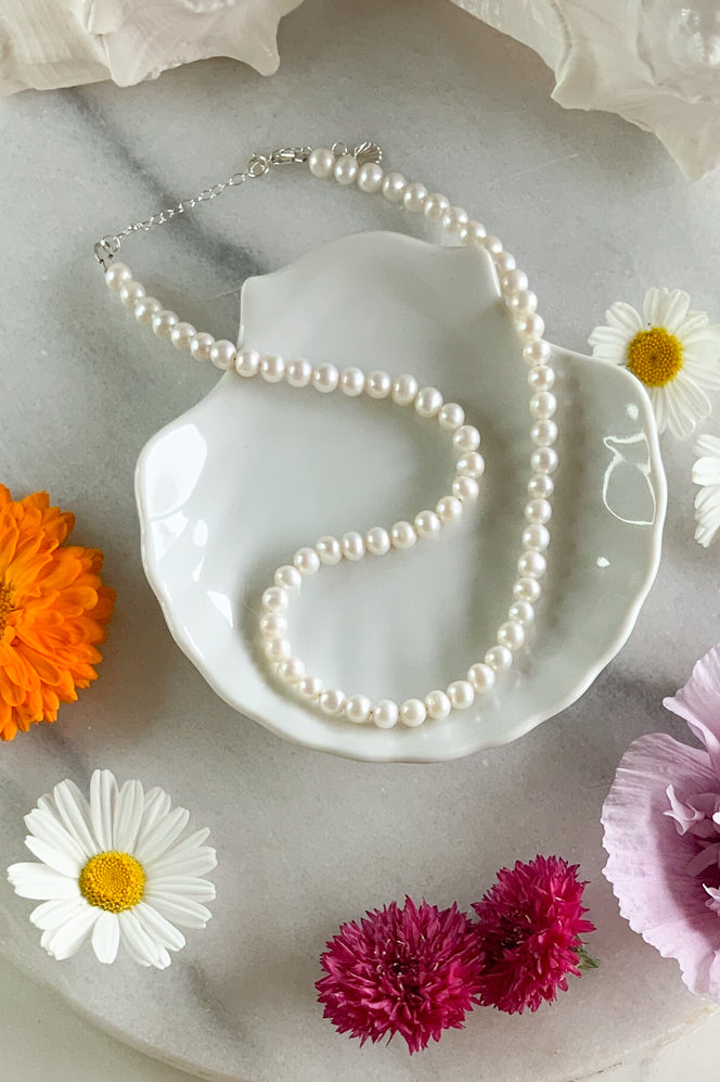 5mm Pearl Choker- Sterling Silver