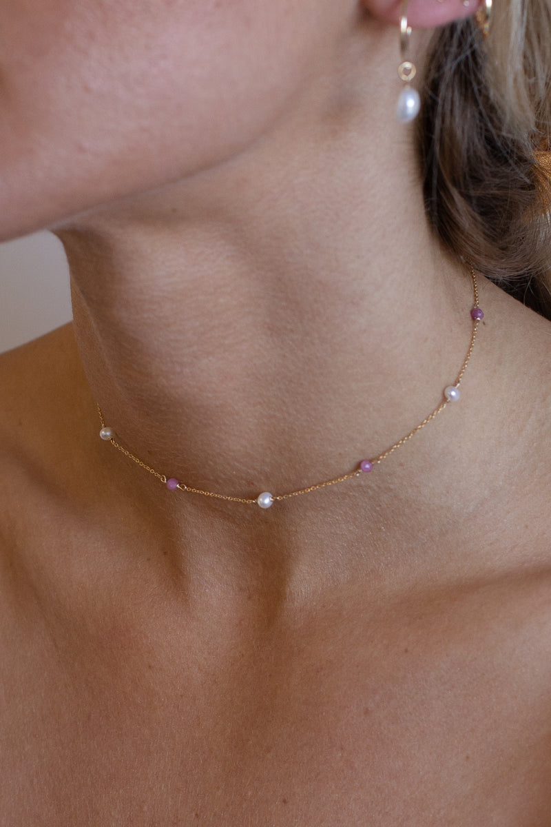 Pearl Tourmaline Choker - Gold Fill