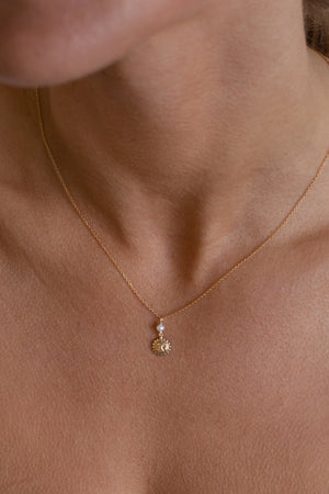 Sun Pearl Necklace - Gold Fill