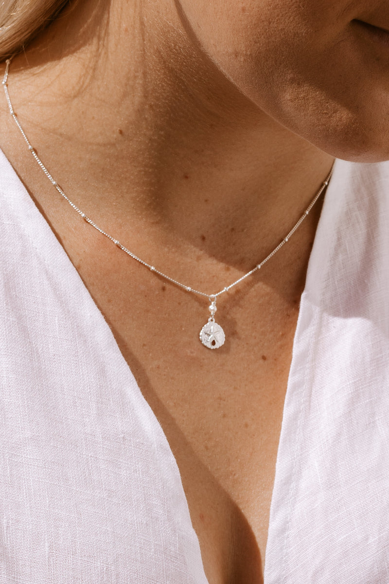 Sand Dollar Pearl Satellite Necklace  - Sterling Silver