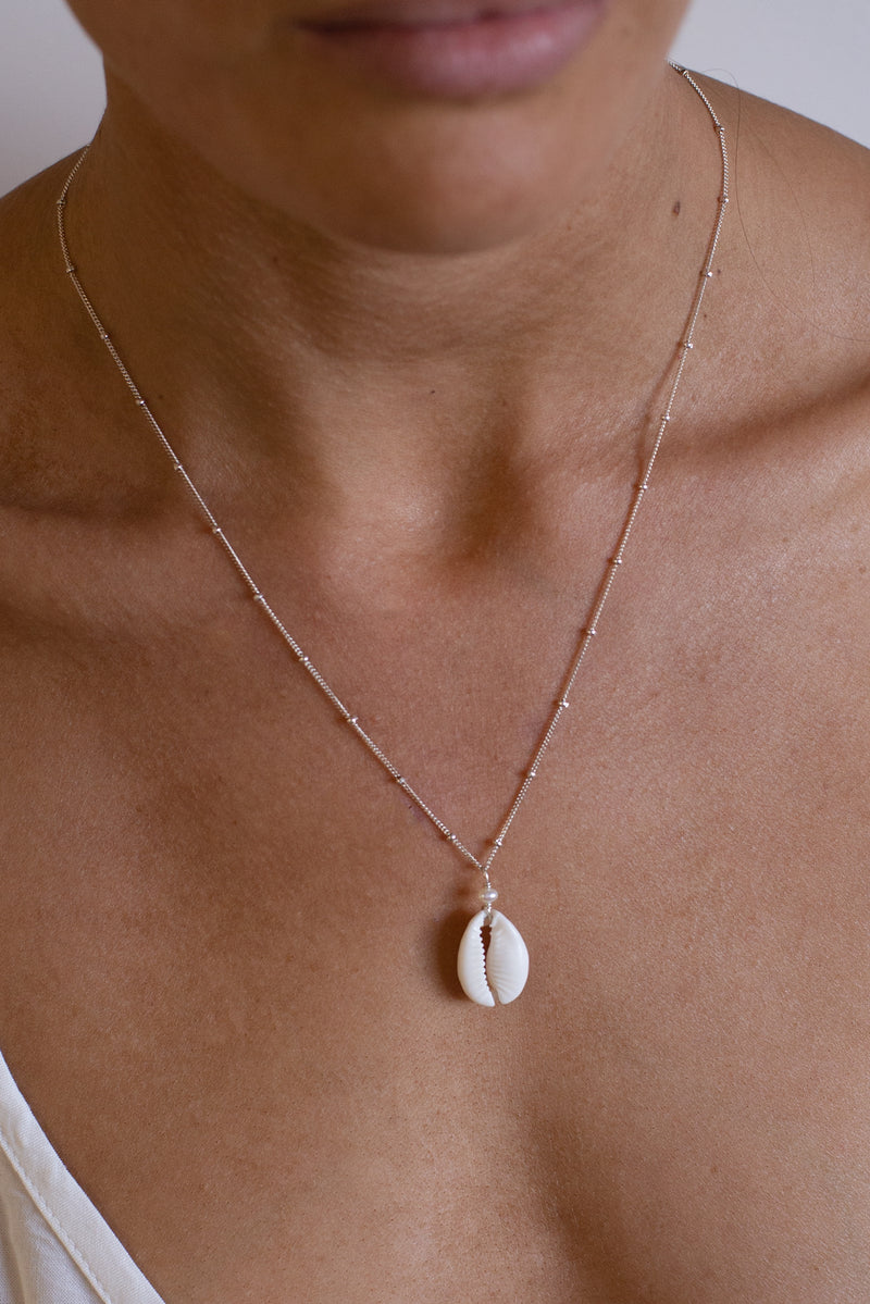Cowrie Pearl Satellite Necklace - Sterling Silver