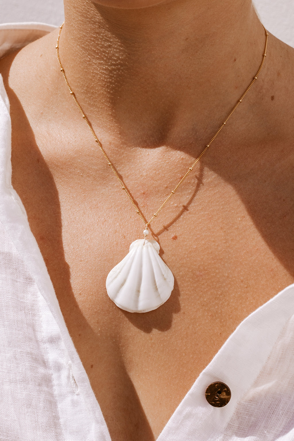 White Shell Satellite Necklace  - Gold fill