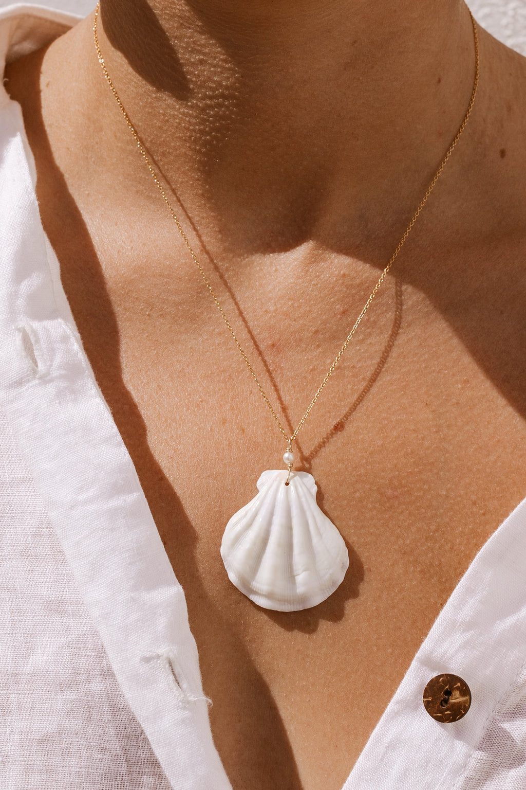 White Shell Necklace  - Gold fill