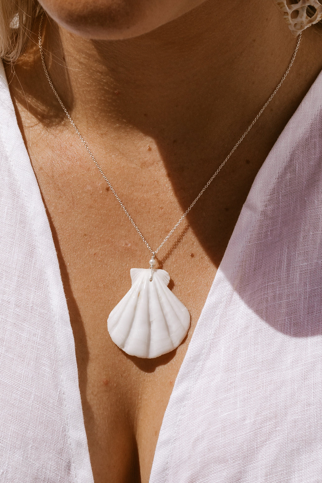 White Shell Necklace  - Sterling Silver